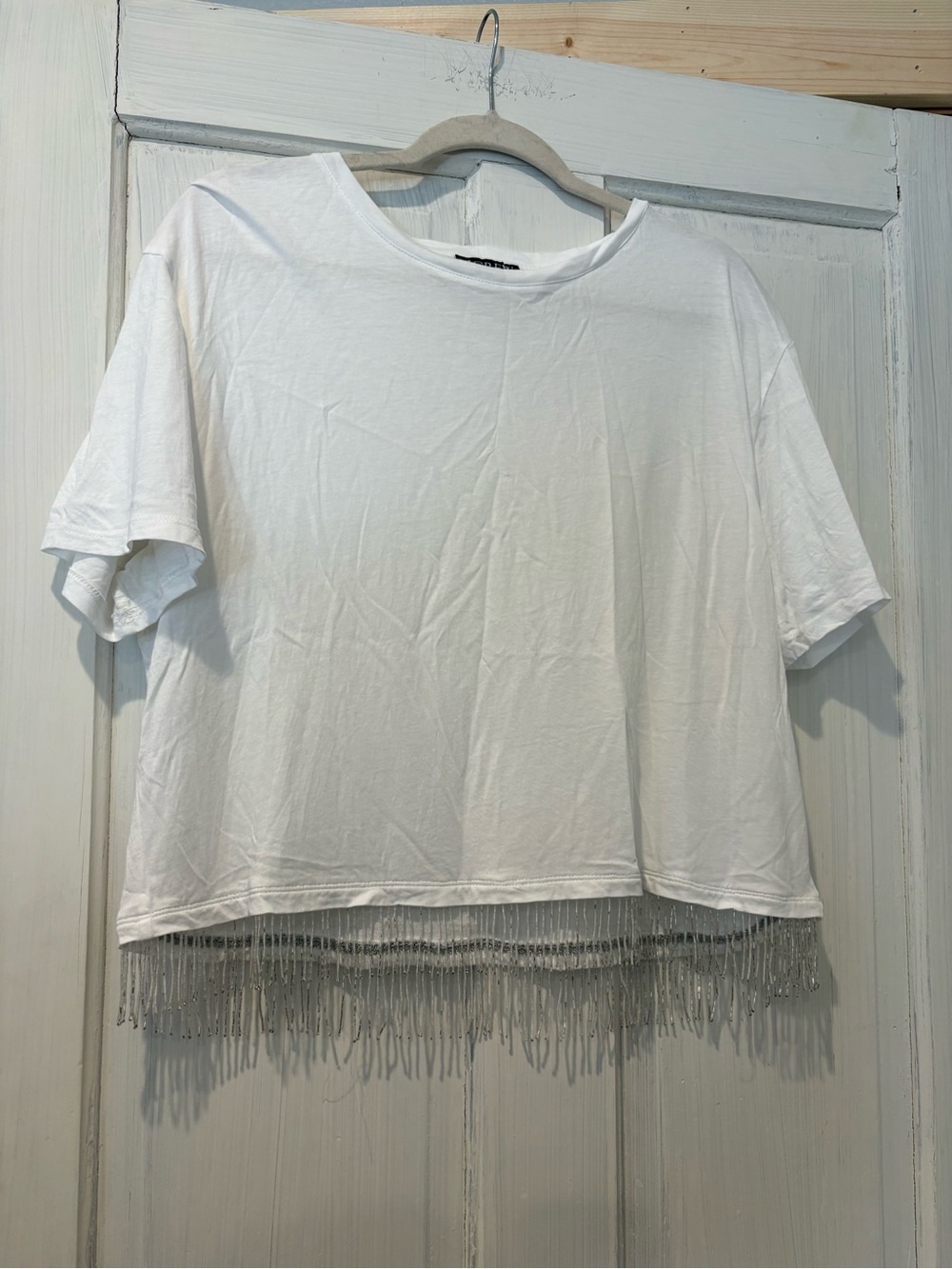 Jcrew Beaded Fringe Tee